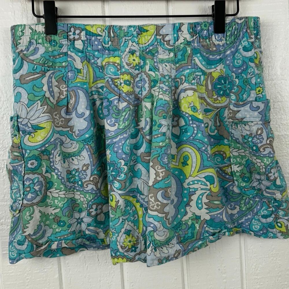 Old Navy Linen Retro Mini Skirt Paisley Pleated Small - Picture 5 of 8
